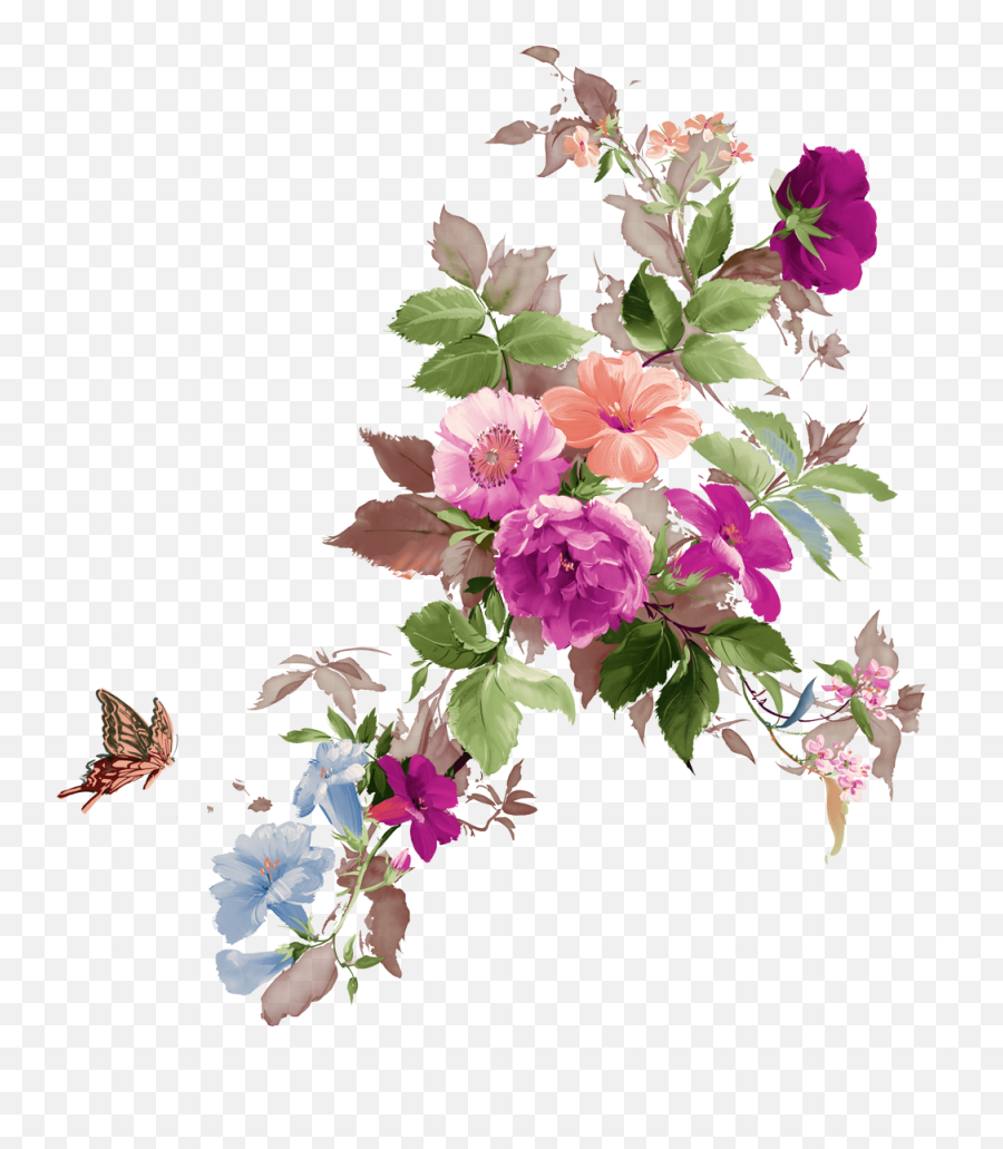 Watercolor Flowers Png Transparent - Transparent Background Flower Illustration Png Emoji,Watercolor Flowers Png