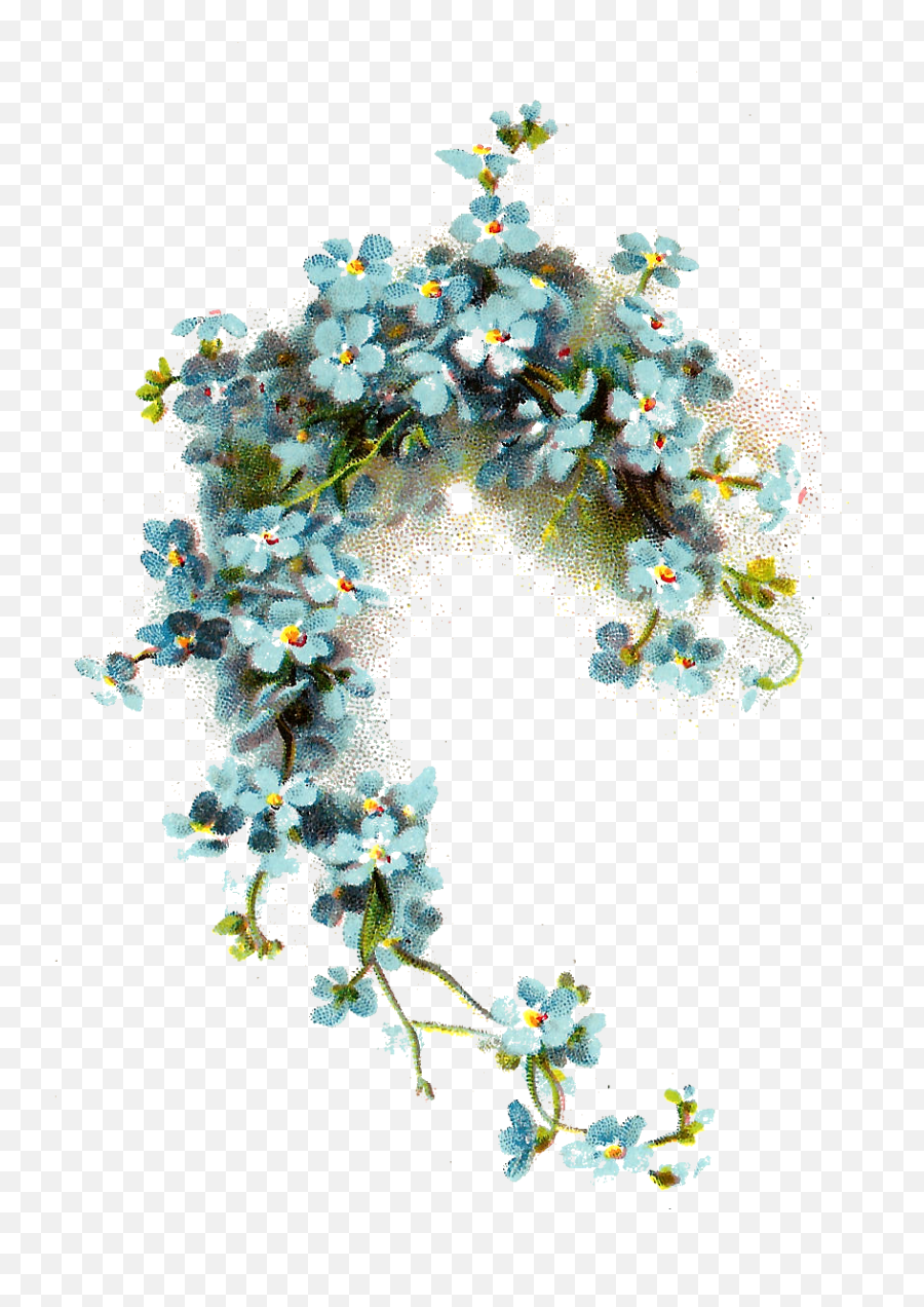 Library Of Dainty Flower Jpg Library - Blue Flowers Transparent Vintage Emoji,Forget Me Not Flowers Clipart