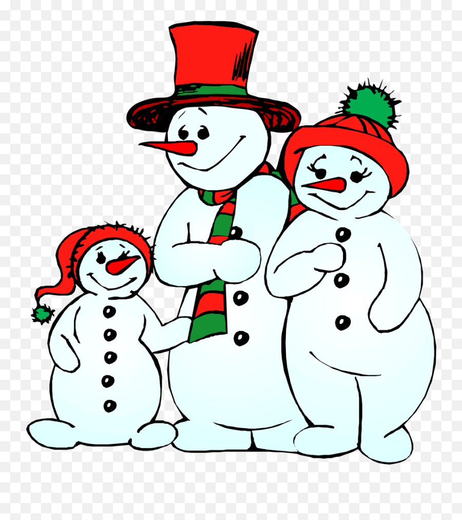 Colorful Snowman Family Clipart Free Image - Christmas Snowman Family Clipart Emoji,Family Clipart
