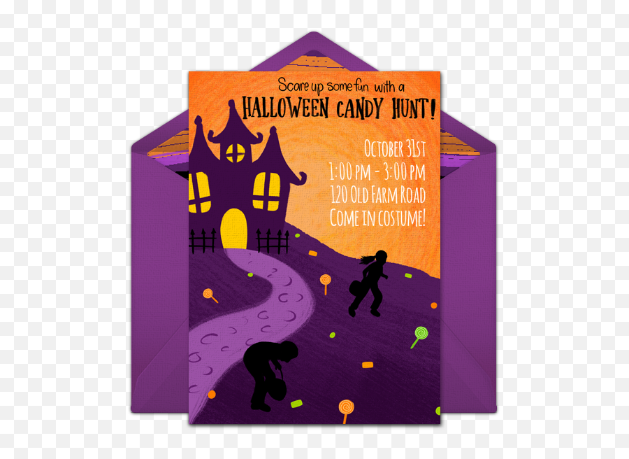 Halloween Candy Hunt Halloween Party Invitations Punchbowl Emoji,Halloween Candy Png