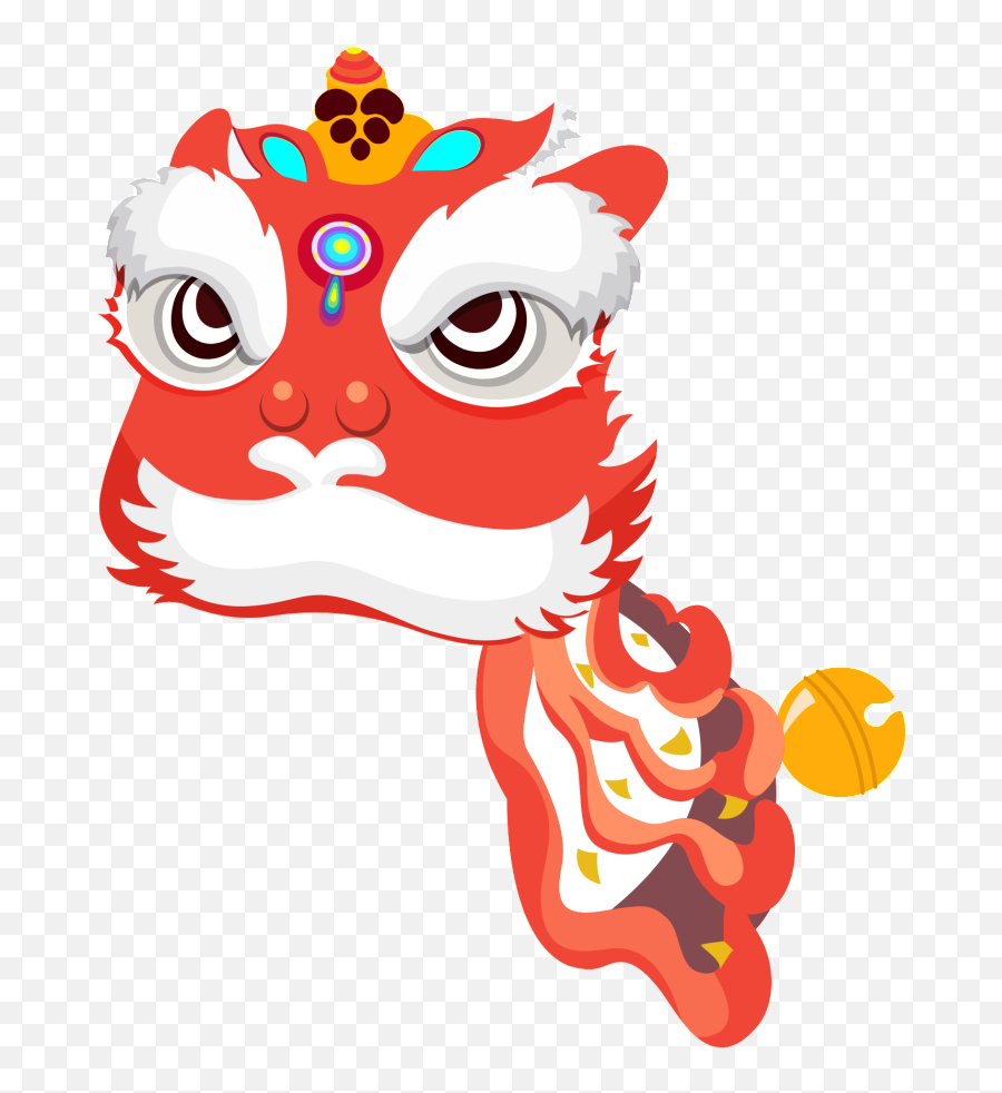Hand Painted Flat Cartoon Lion Head Png - Lion Dance Clipart Emoji,Lion Head Clipart