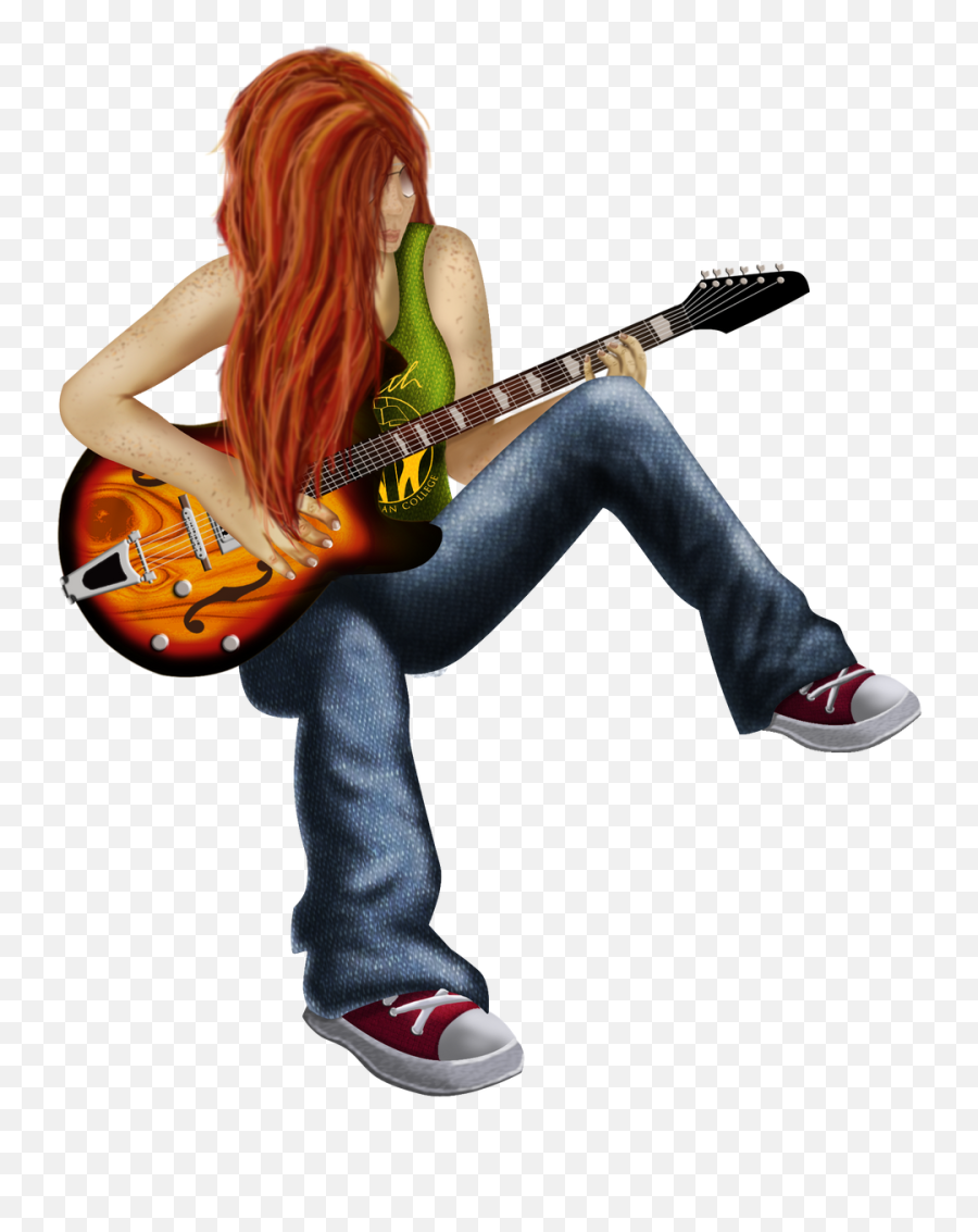 Anime Guitar Girl Transparent Background Png Mart - Girl Guitar Transparent Background Emoji,Guitar Transparent Background