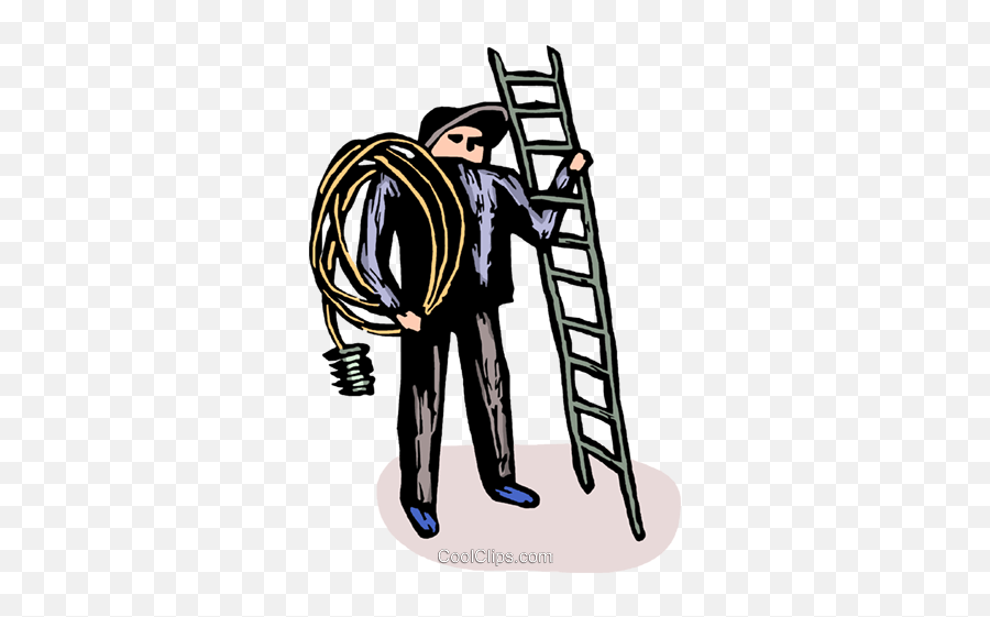 Electrician With A Ladder Royalty Free Vector Clip Art Emoji,Electrician Clipart