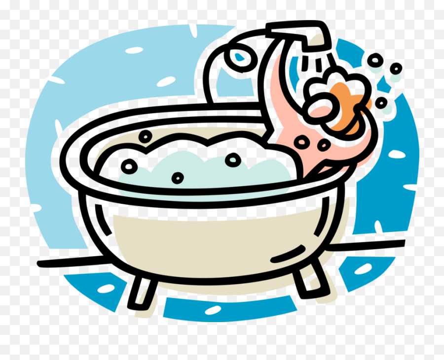 Bather Takes Bath In Bathtub - Vector Image Emoji,Taking A Shower Clipart