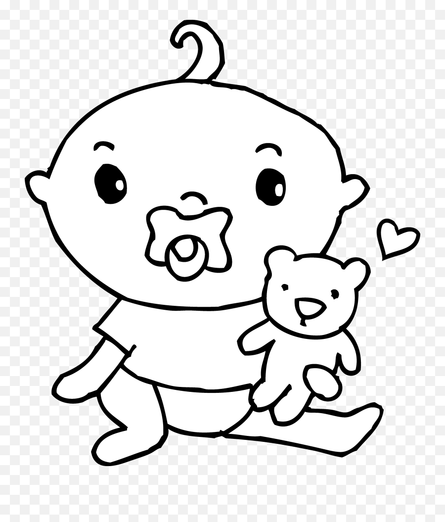 Cute Baby Boy Coloring Page Free Clip Art - Baby Coloring Black And White Clipart Babies Emoji,Baby Boy Clipart