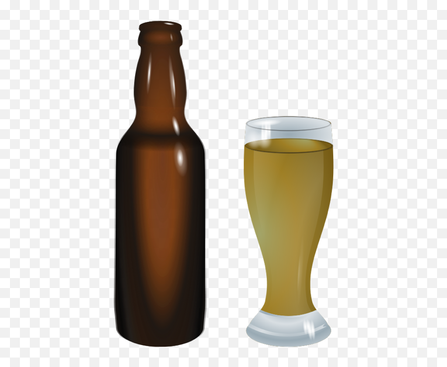 Brown Beer Bottle Clipart Transparent - Beer Bottle And Glass Clipart Emoji,Alcohol Clipart