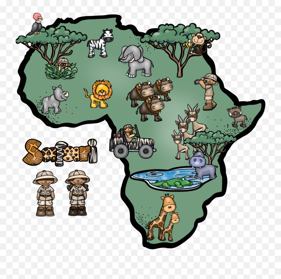Kids Safari Hunt Printables - Cartoon Transparent Cartoon Africa Map Cartoon Png Emoji,Binoculars Clipart