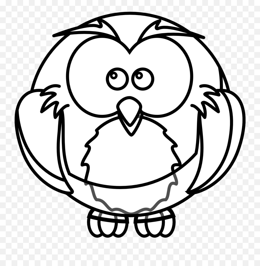 Free Black And White Cartoon Owls - Owl Cartoon Black White Emoji,Owl Clipart Black And White