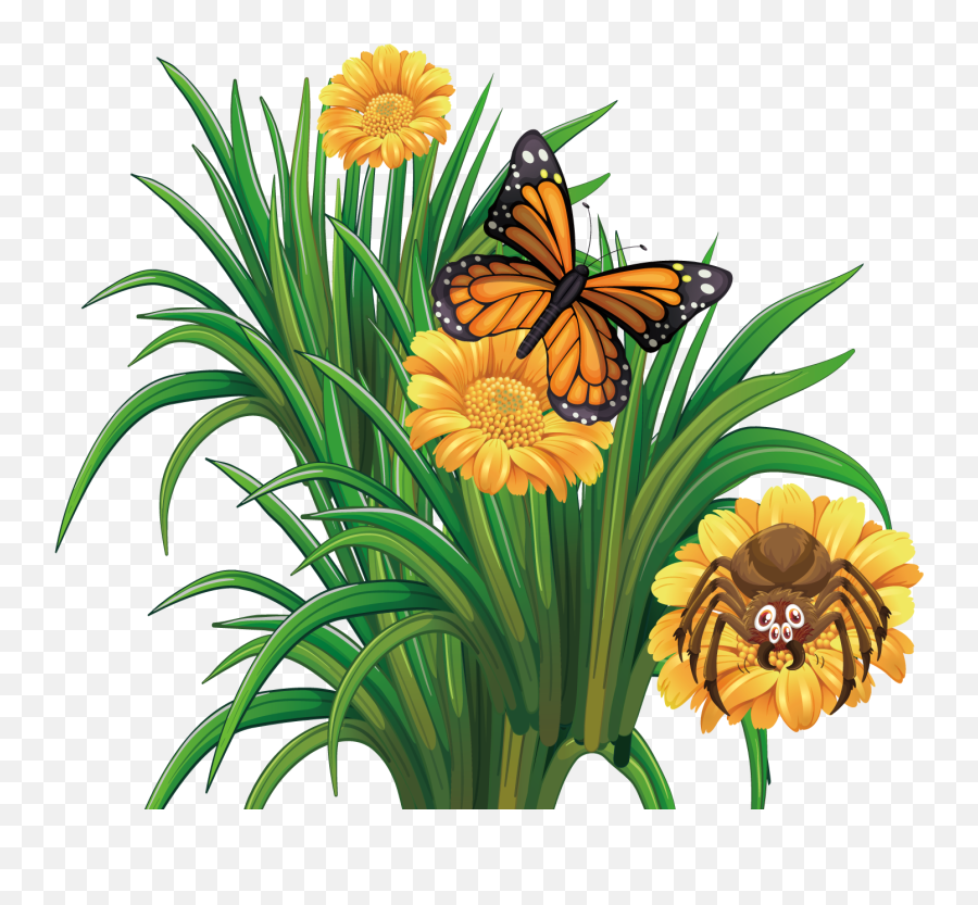 Library Of Butterfly Flower Image Free Png Files - Butterfly With Flower Clipart Png Emoji,Monarch Butterfly Clipart