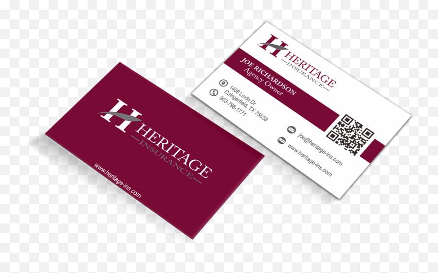 Logo And Business Card Design 97 U0027heritage Insurance - Horizontal Emoji,Business Card Logo