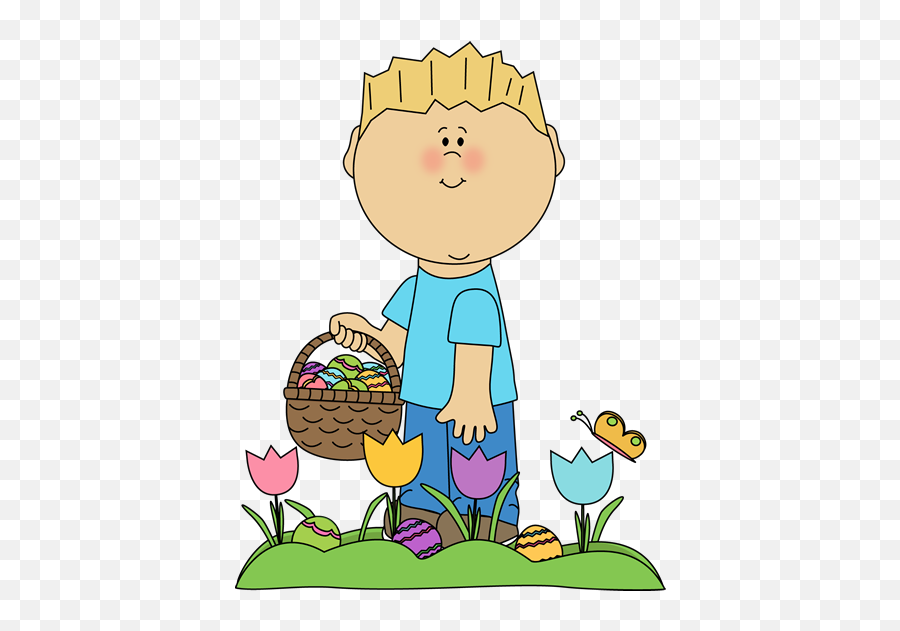 Boy Looking For Easter Eggs Clip Art Easter Clipart Free - Cute Easter Egg Hunt Clipart Emoji,Easter Clipart