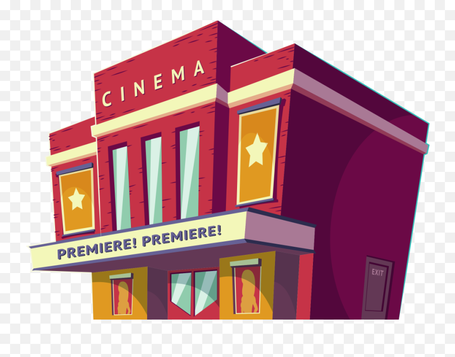 Cartoon Style Building Vectors Clipart - 1869218 Png Cinema Hall Clipart Emoji,Building Clipart
