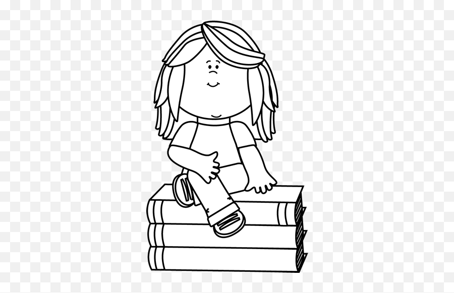 Book Clip Art Clipart Black And White - Girl Sitting Clipart Black And White Emoji,Book Clipart Black And White