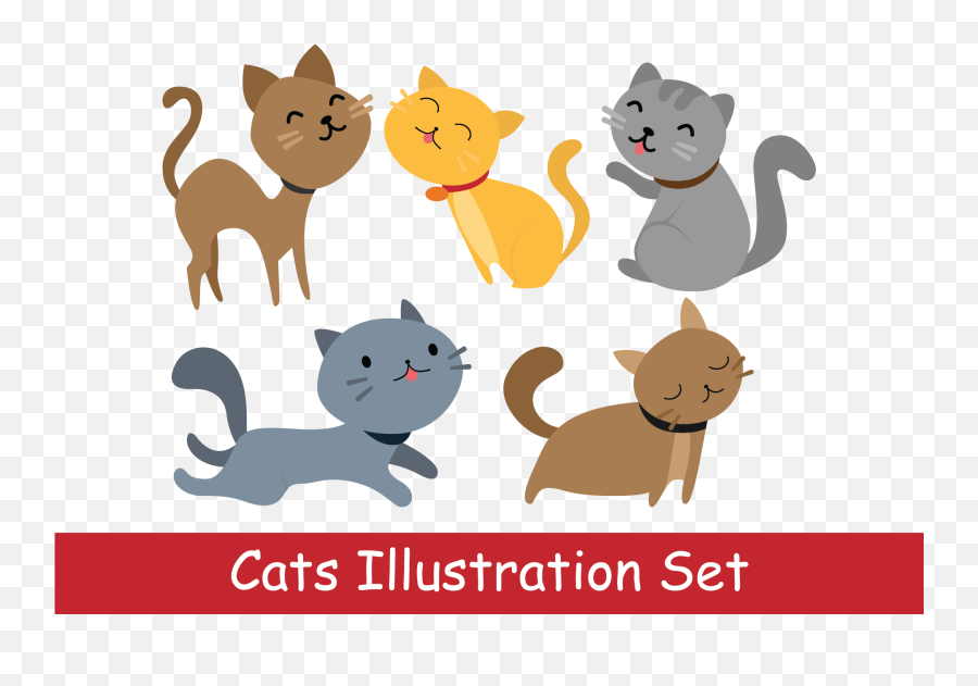 Cute Cats Illustration Set Graphic By Studioisamu Creative Emoji,Cat Toy Clipart