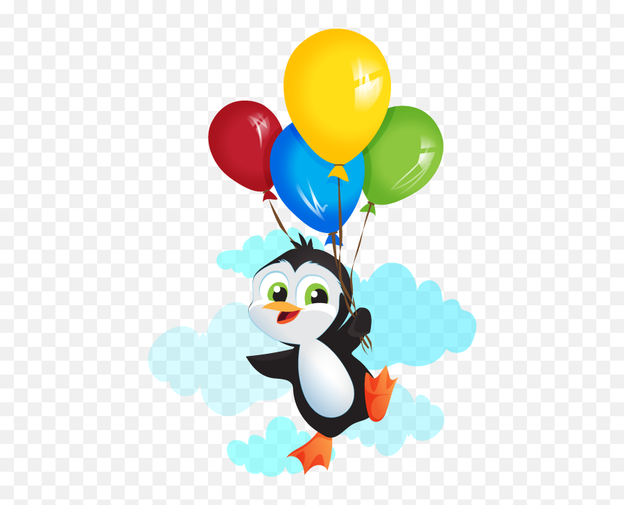 Balloon Clipart Penguin - Animales Animados Con Globos Dibujo Animales Con Globos Emoji,Globos Png