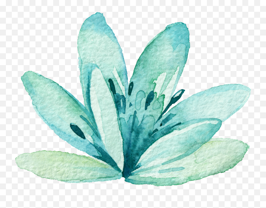 Download Transparent Watercolor Mint Green - Blue Watercolor Watercolor Green Flower Clipart Emoji,Mint Png