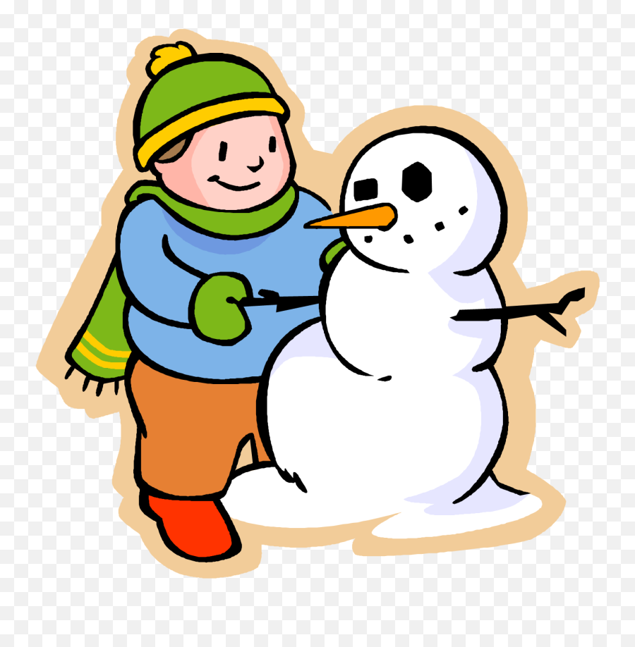 Free Weather Clipart - Boy Making A Snowman Drawing Boy And Snowman Drawing Emoji,Weather Clipart