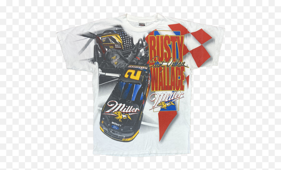 90u0027s Rusty Wallace Miller Made In Usa Vintage Racing T - Shirt Emoji,Mobil 1 Logo