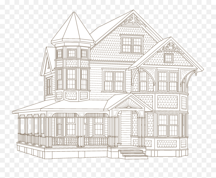 Queen Anne - House Transparent Cartoon Jingfm Emoji,Row Of Houses Clipart Black And White