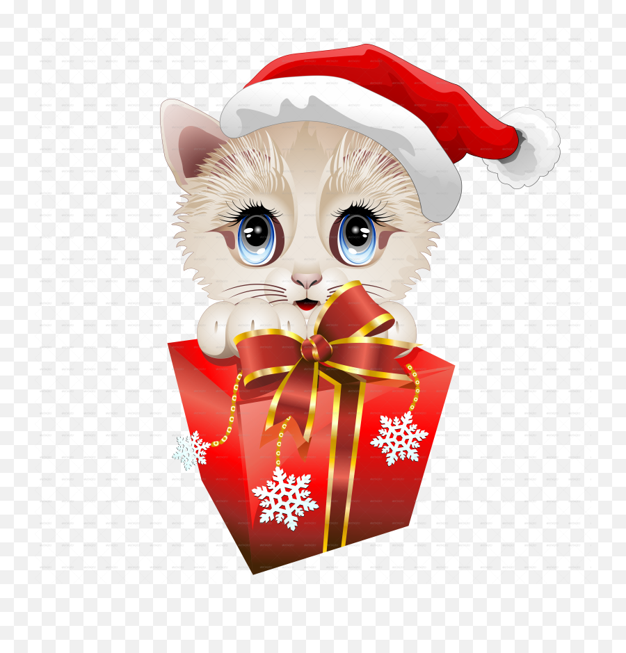 Download Kitten Clipart Christmas Santa - Christmas Kitty Clipart Emoji,Kitten Clipart