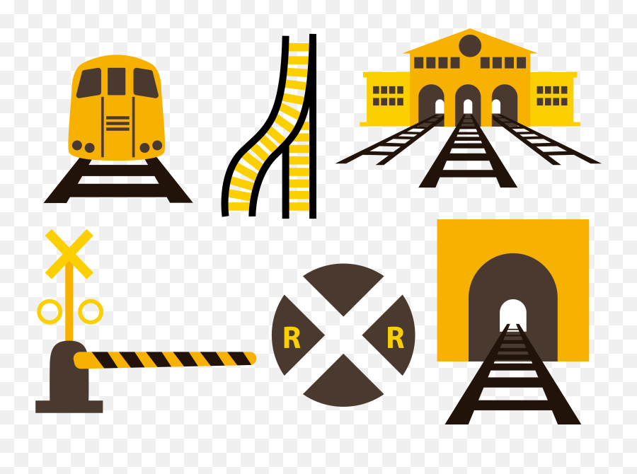 Railroad Tracks Clipart Train Station - Vector Train Icon Png Emoji,Track Clipart