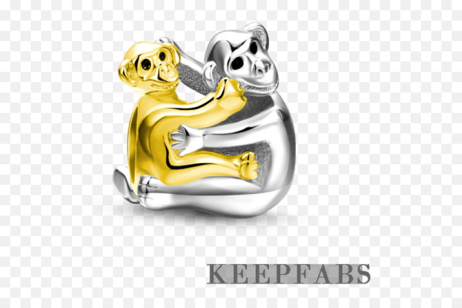 Mother And Baby Monkey Charm 14k Gold Plated Silver Emoji,Baby Monkey Png