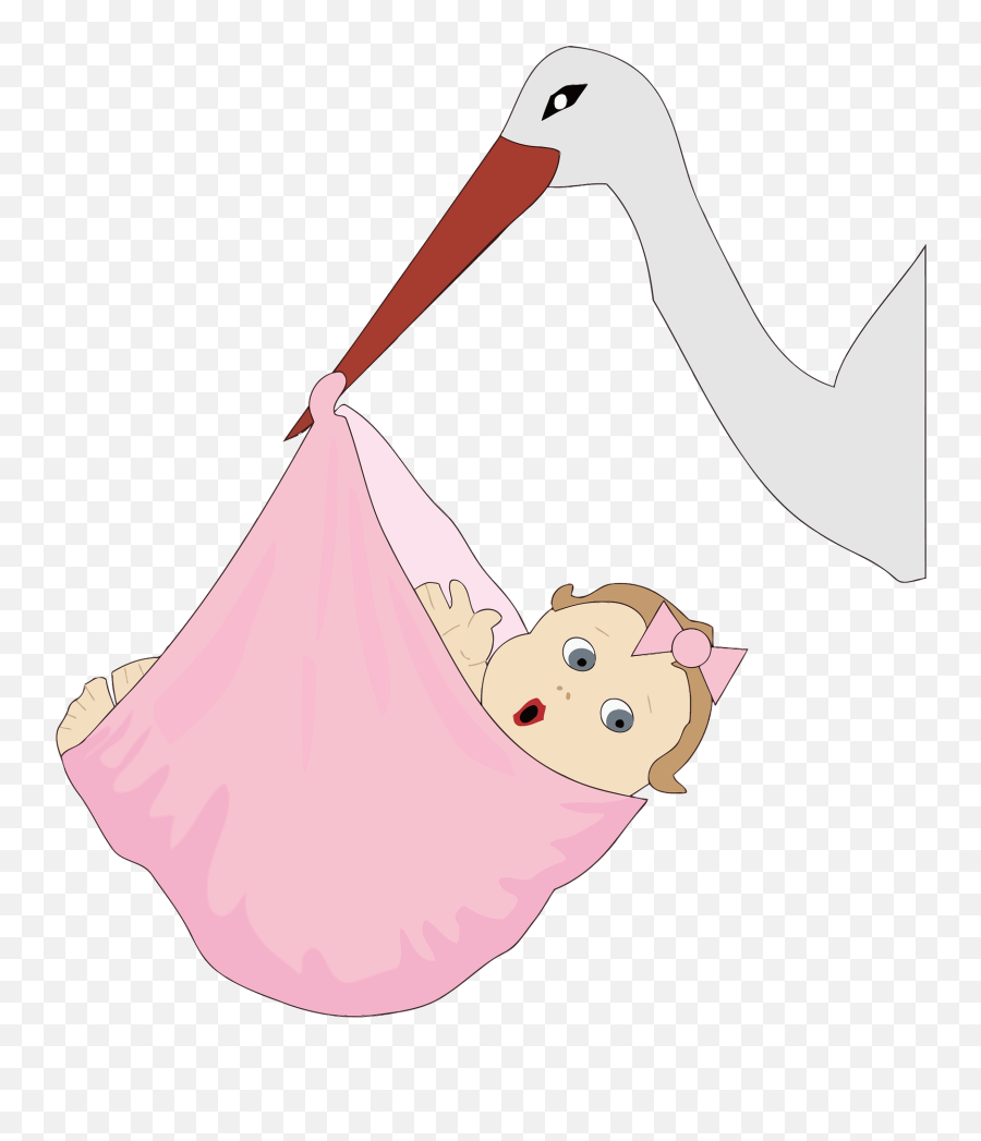 Stork With A Baby Girl Clipart - Happy Emoji,Baby Girl Clipart