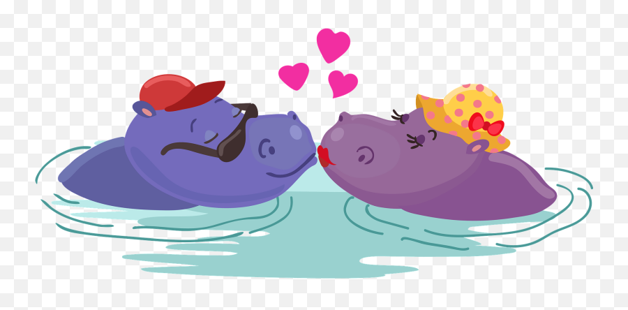 Hippos In Love Clipart Free Download Transparent Png Emoji,Wet Clipart