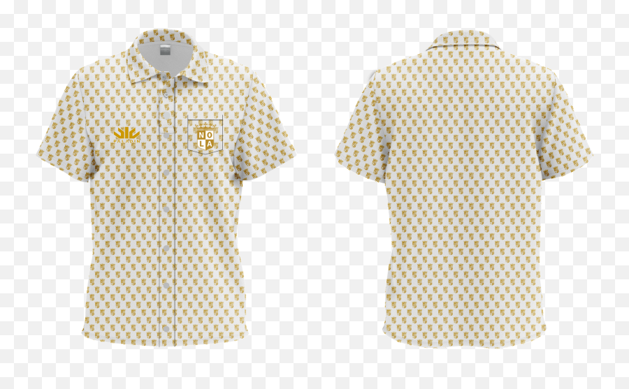 Nola Gold White Logo Button Up Shirt U2013 Nola Gold Emoji,Gold Button Png