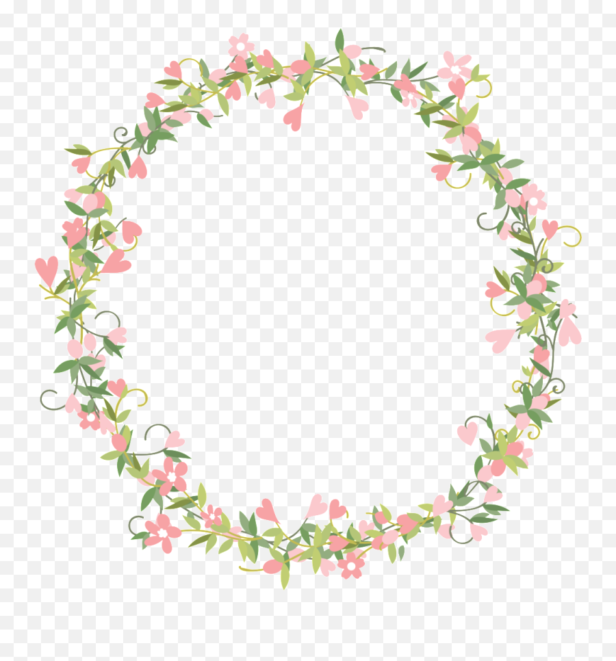 Hand Drawn Circle Png - Fresh Girl Heart Pink Flowers Hand Vector Circle Flower Png Emoji,Flower Wreath Clipart