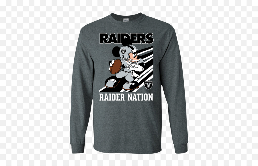 Oakland Raiders Slogan Raider Nation Mickey Mouse Ls Cotton T - Shirt Emoji,Raider Nation Logo