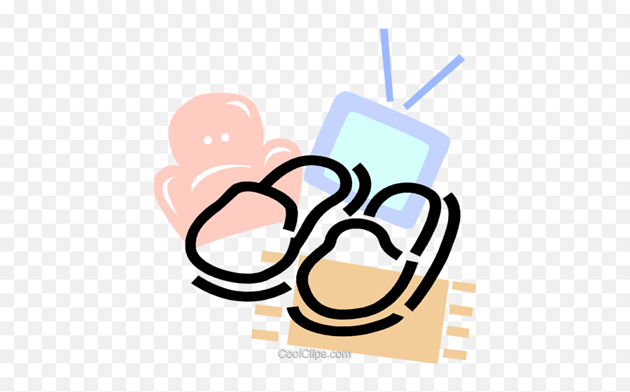 Tv With Slippers And Comfortable Chair Royalty Free Vector - Drawing Emoji,Slippers Clipart