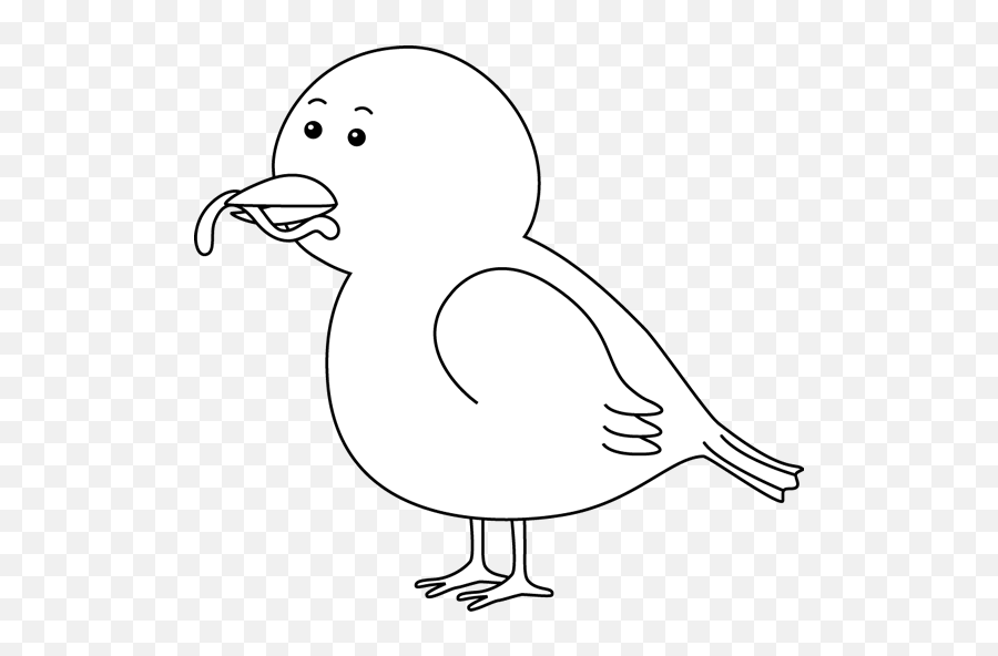 Download Sea Bird Clipart Bird Beak - Clipart Black And Bird And Worm Clipart Black And White Emoji,Eating Clipart