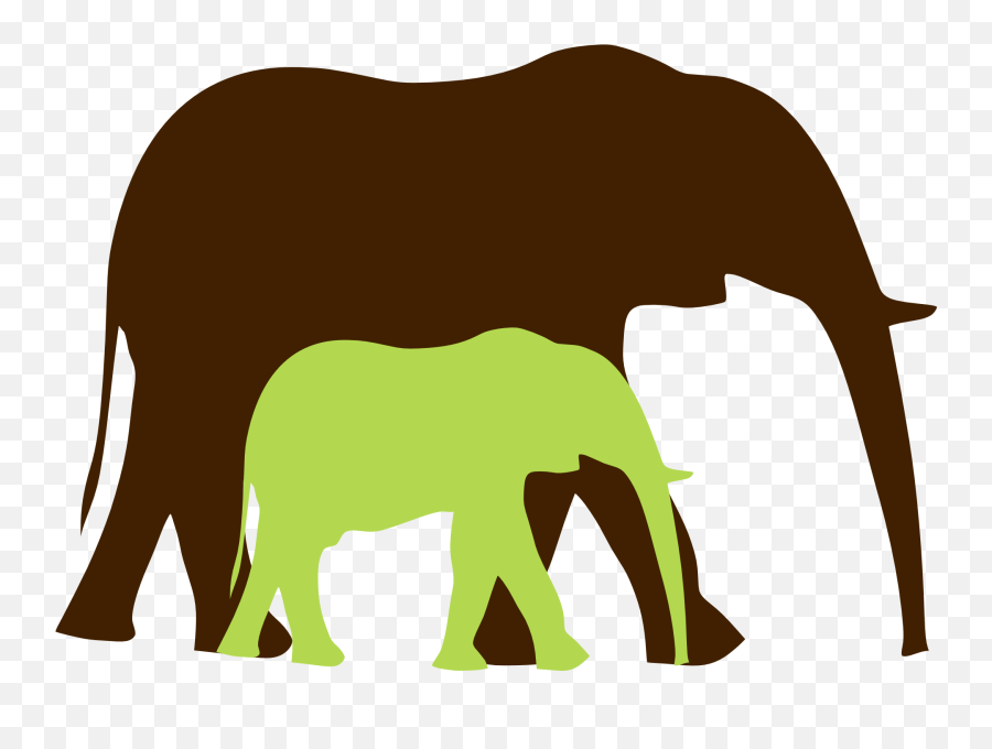 Brown And Green Elephants Clipart - Elephant Clip Art Emoji,Elephant Clipart