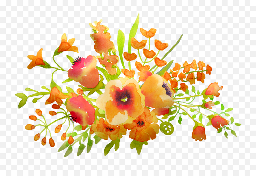Watercolor Flowers Floral Spring Emoji,Watercolor Flowers Png