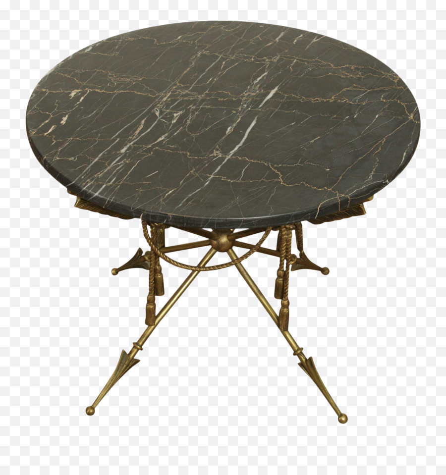 Vintage Italian Neo - Classical Regency Style Brass Crossed Arrows Round Marble Top Coffee Table Outdoor Table Emoji,Crossed Arrows Logo