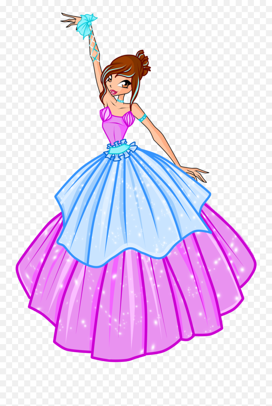 Blue Dress Clipart Ball Gown Pencil And In Color Blue - Winx Ball Gown Gown Clipart Emoji,Dress Clipart