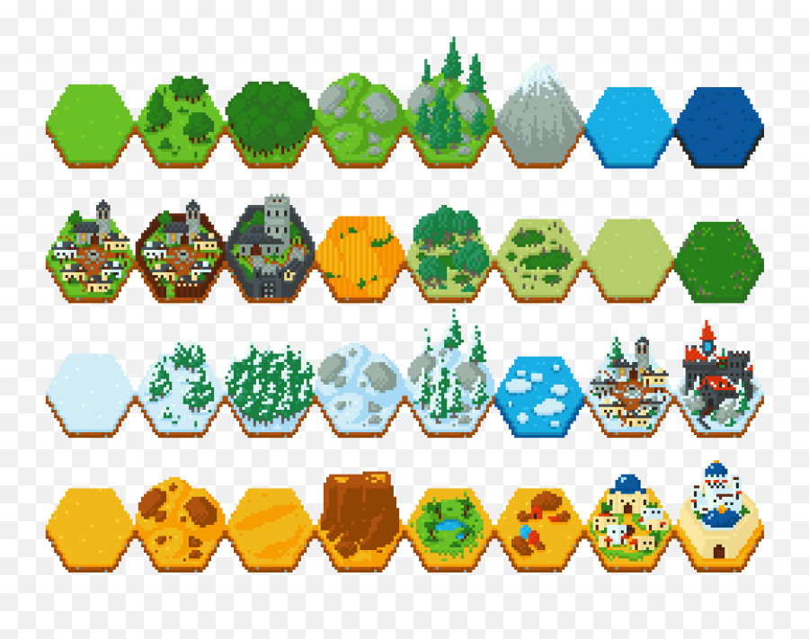 Fantasy Hex Tiles By Cuddlyclover - Hex Pixel Clipart Full Hex Tile Set Emoji,Hex Transparent