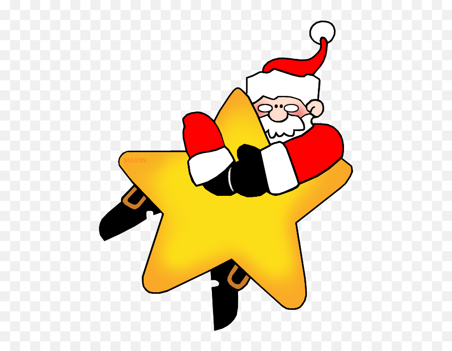 Santa On A Star - Star Christmas Clipart Png Download Christmas Star Clip Art Emoji,Christmas Clipart