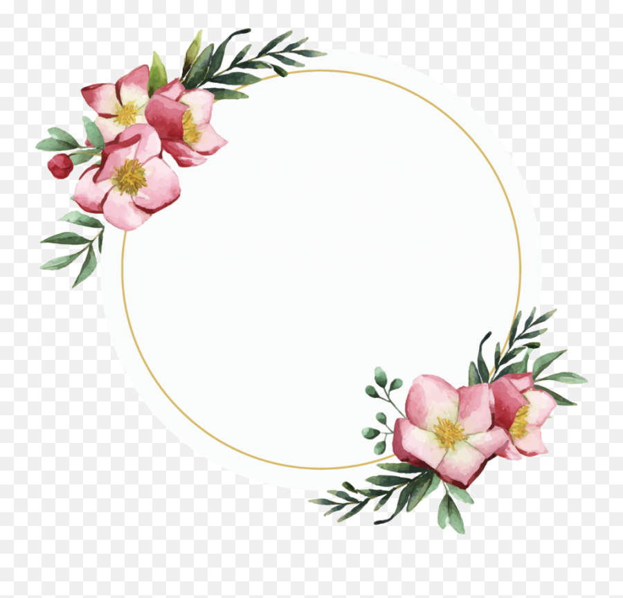 Round Flower Frame Watercolor Png - Photo 978 Pngfilenet Emoji,Water Color Flower Png