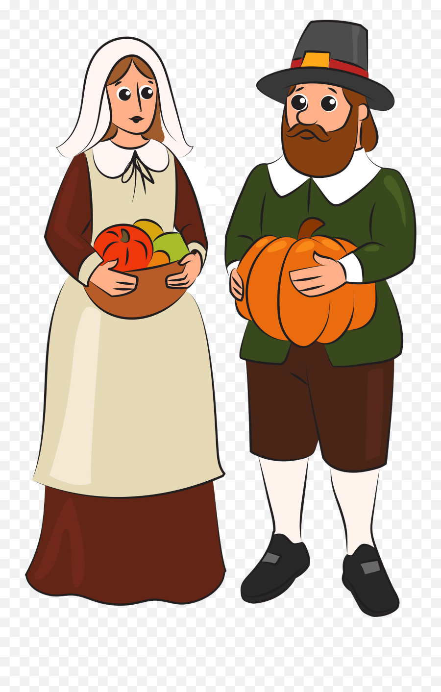 Pilgrim Couple Clipart - Costume Hat Emoji,Pilgrim Clipart