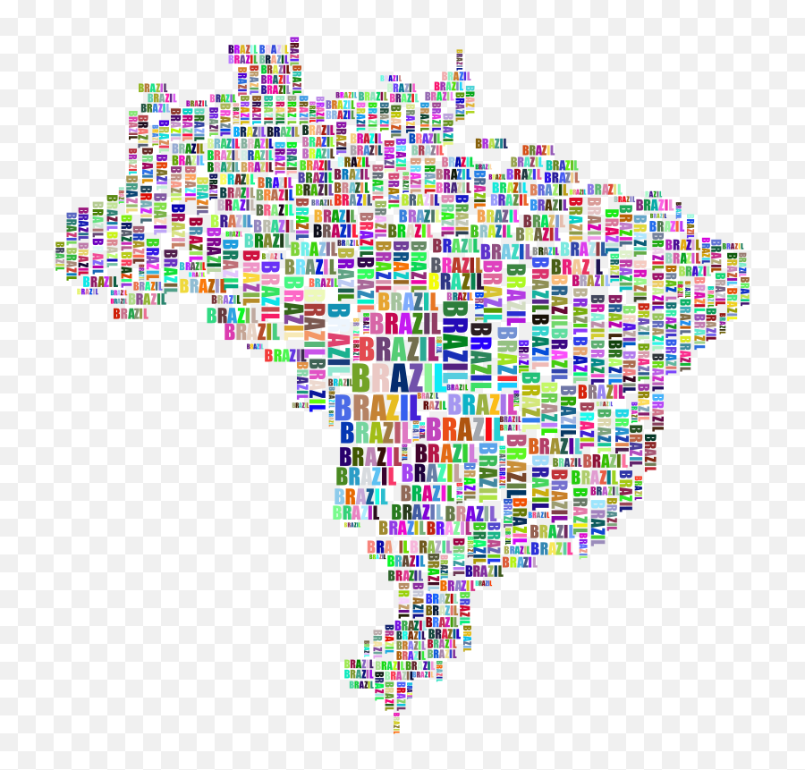 Brazil Map Typography Prismatic - Openclipart Emoji,Brazil Map Png