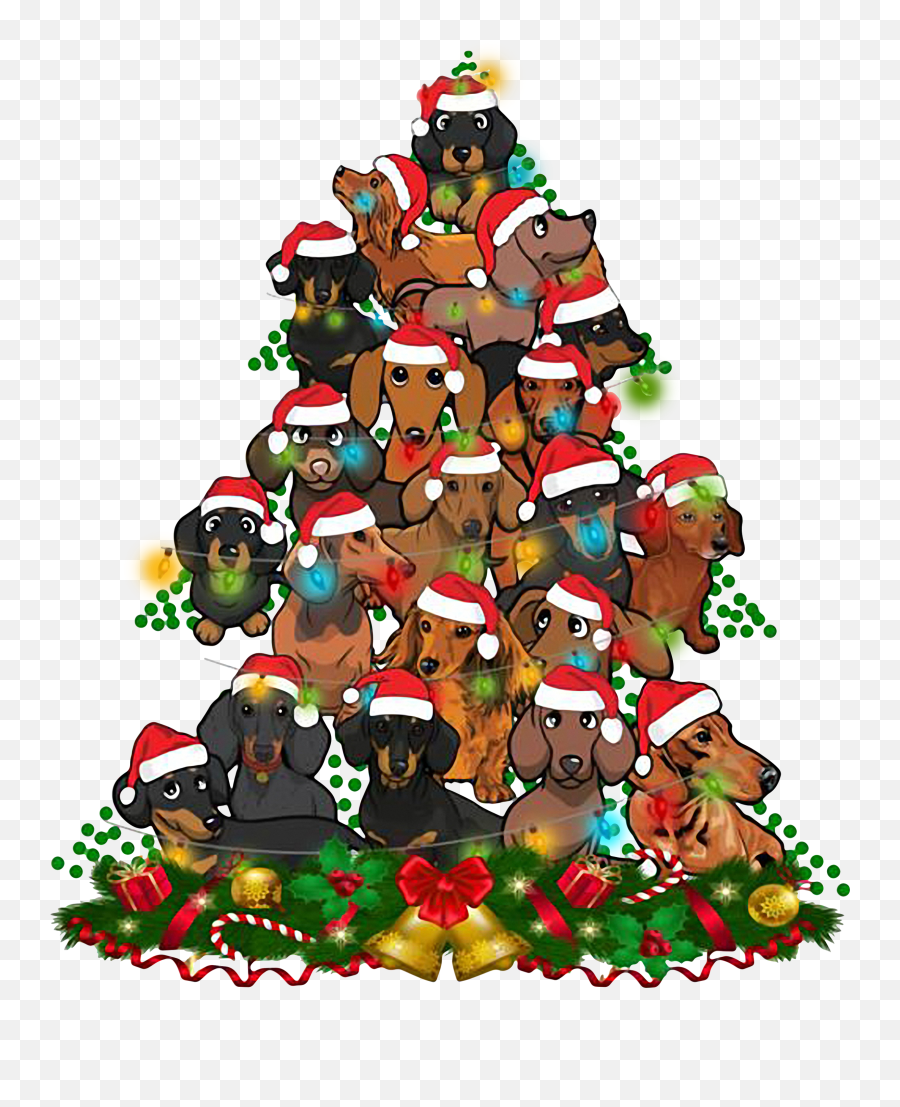 Christmas Dachshund Tree Transparent - Desenho Árvore De Natal De Cachorro Emoji,Dachshund Clipart