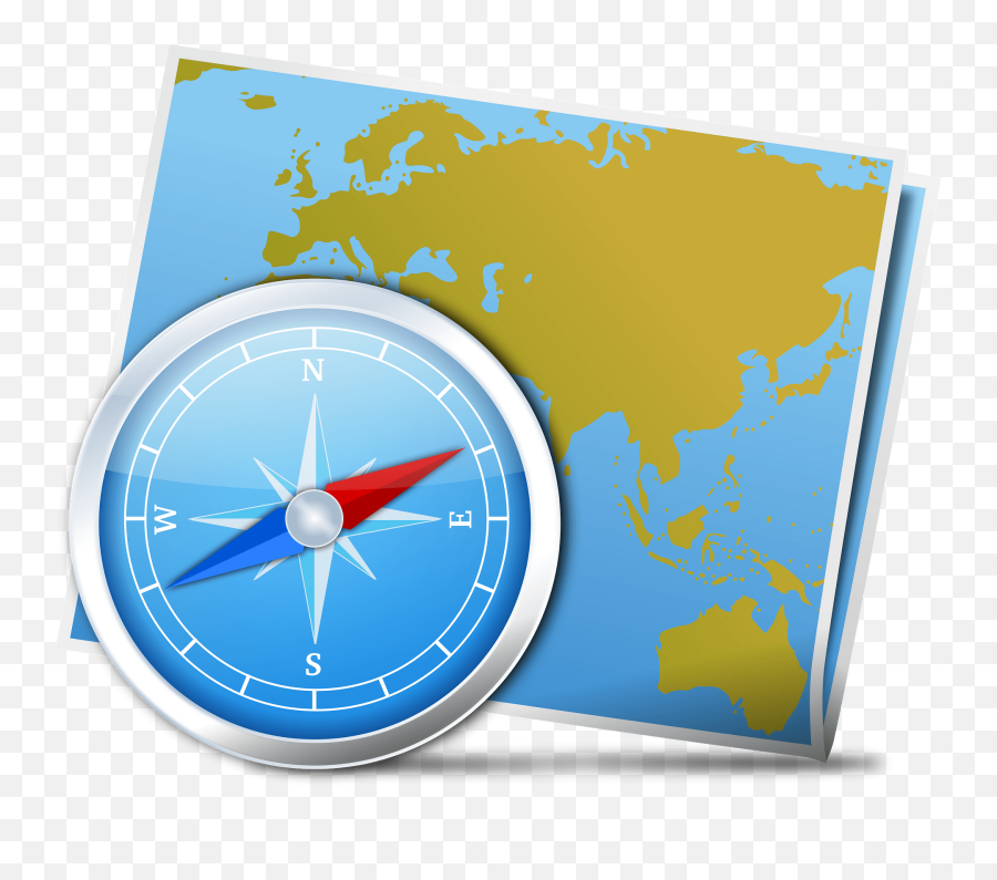 World Map And Compass Clipart - Compass And Map Icon Emoji,Map Clipart