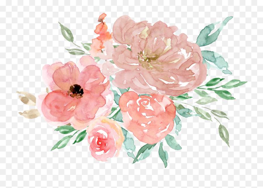 1 Bouquet - Watercolor Flowers Clipart Free Full Size Png Flower Design Clip Art Transparent Background Emoji,Bouquet Of Flowers Clipart