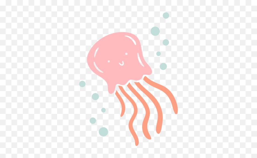 Cute Happy Jellyfish Flat - Agua Viva Desenho Png Emoji,Jellyfish Transparent Background