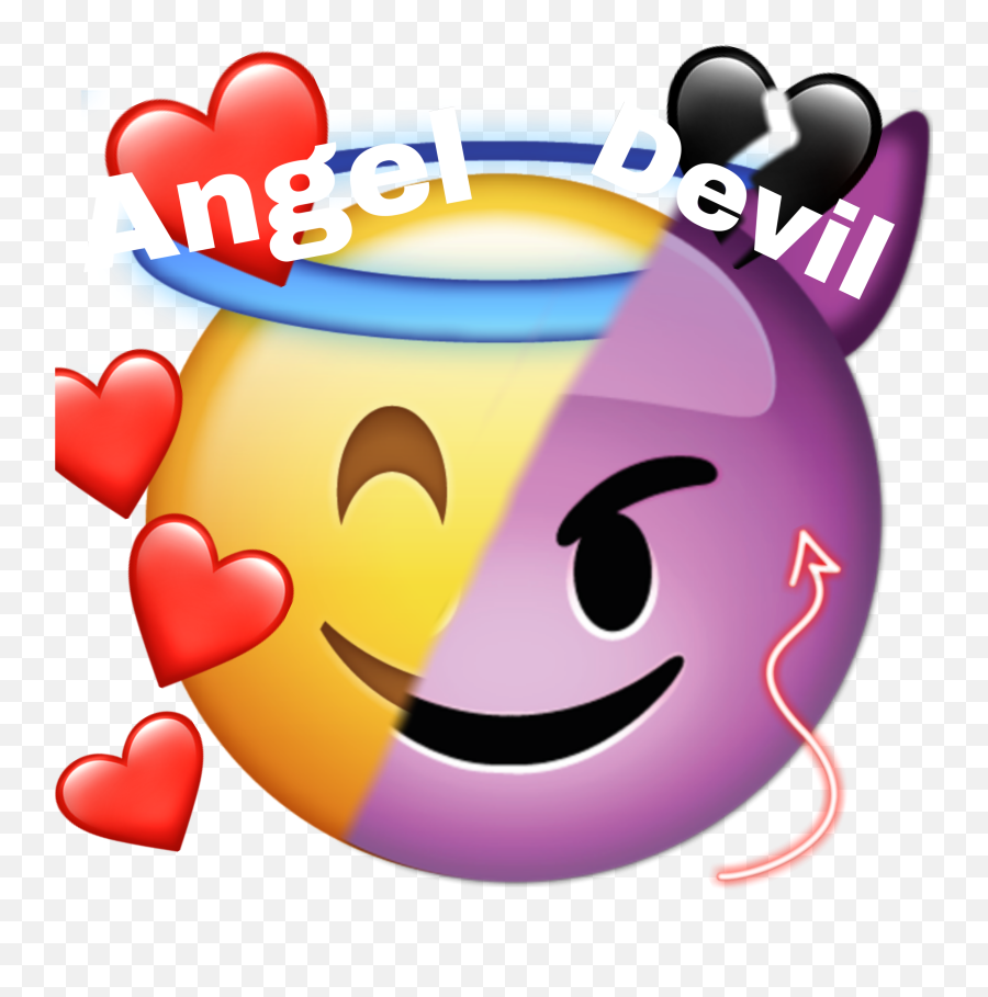 Emojiangeldevil Sticker By Katalinacat - Angel And Devil Kaort Emoji,Devil Emoji Transparent