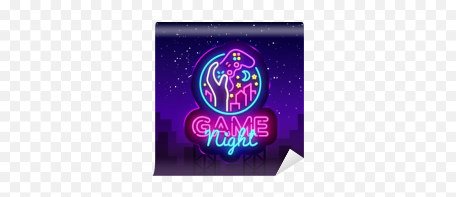 Game Night Neon Sign Vector Logo Design Template Game Night Logo In Neon Style Gamepad Hand Video Game Concept Modern Trend Design Light Banner - Poster Game Night Emoji,Neon Logo
