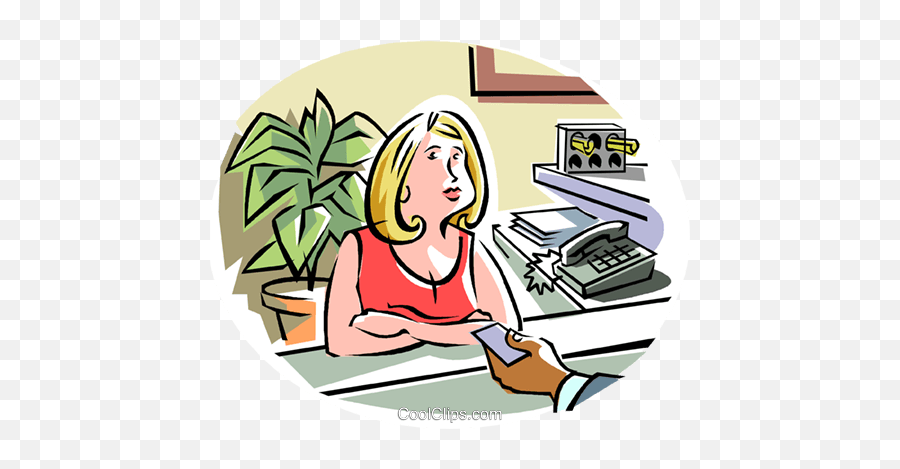 Secretary At Her Desk Royalty Free - Secretary Emoji,Secretary Clipart