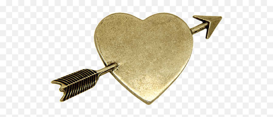 Heart Arrow With Pin Antique Gold Emoji,Gold Arrow Png